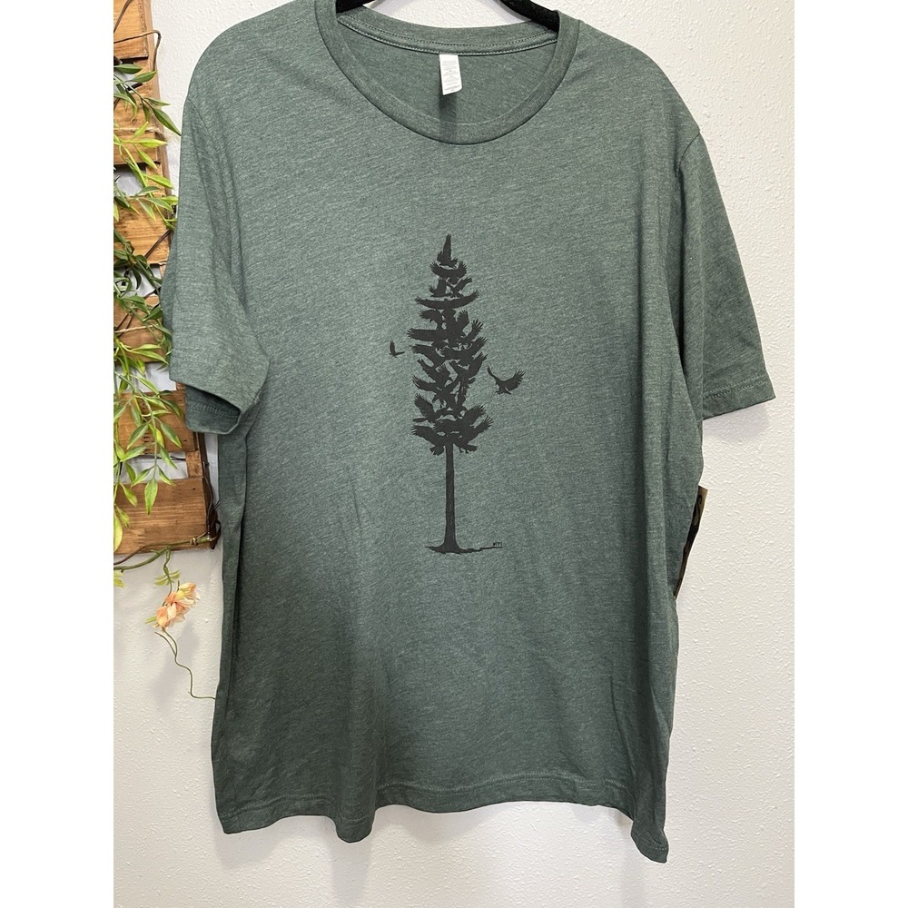 Westcoastees  T-Shirt XL‎ Green Unisex Eagle Pine Tree heather green NWT
